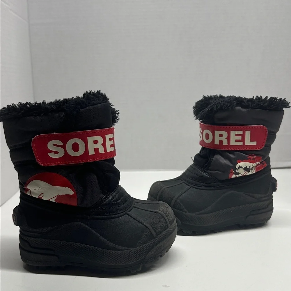 Sorel Snow Commander Winter Snow Boots Boot Black Red Little Kids Girls Size 7